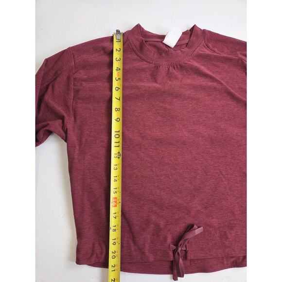 Lole Om Tech Crew Neck Top Burgundy Small Front Tie Athleisure - Picture 4 of 6